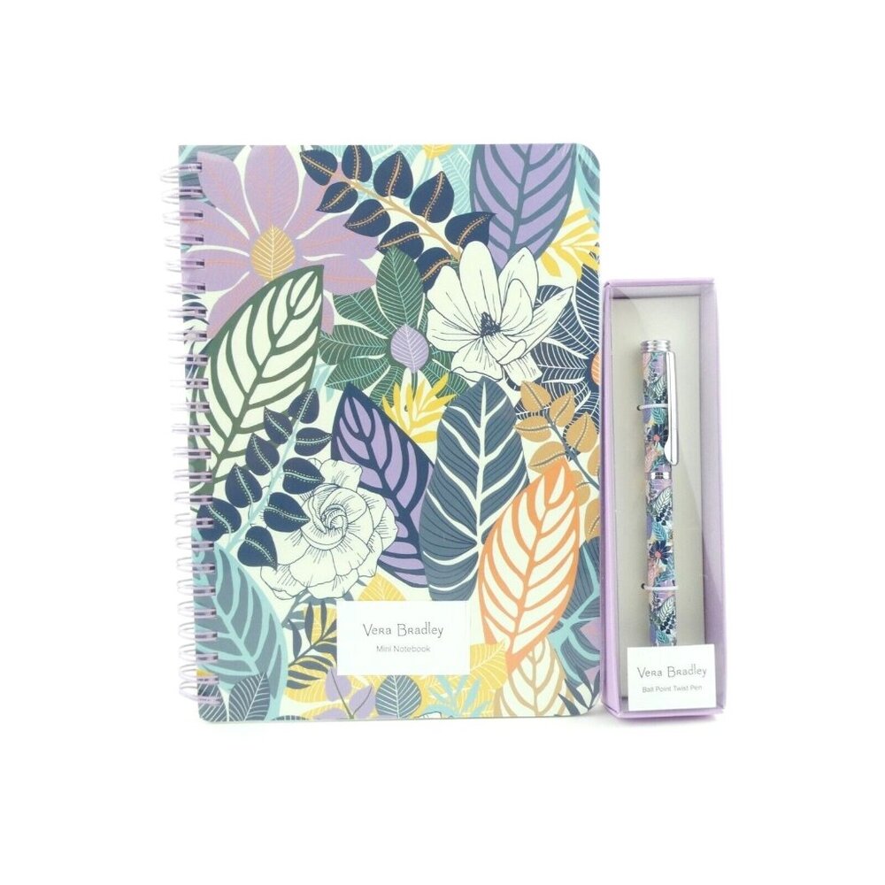 Vera Bradley Palm Floral Mini Spiral Notebook & Ball Point Pen Set NWT